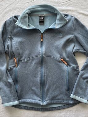 The North Face Agave Women's Full Zip Jacket Cool Blue Heather Size L Orange Zip